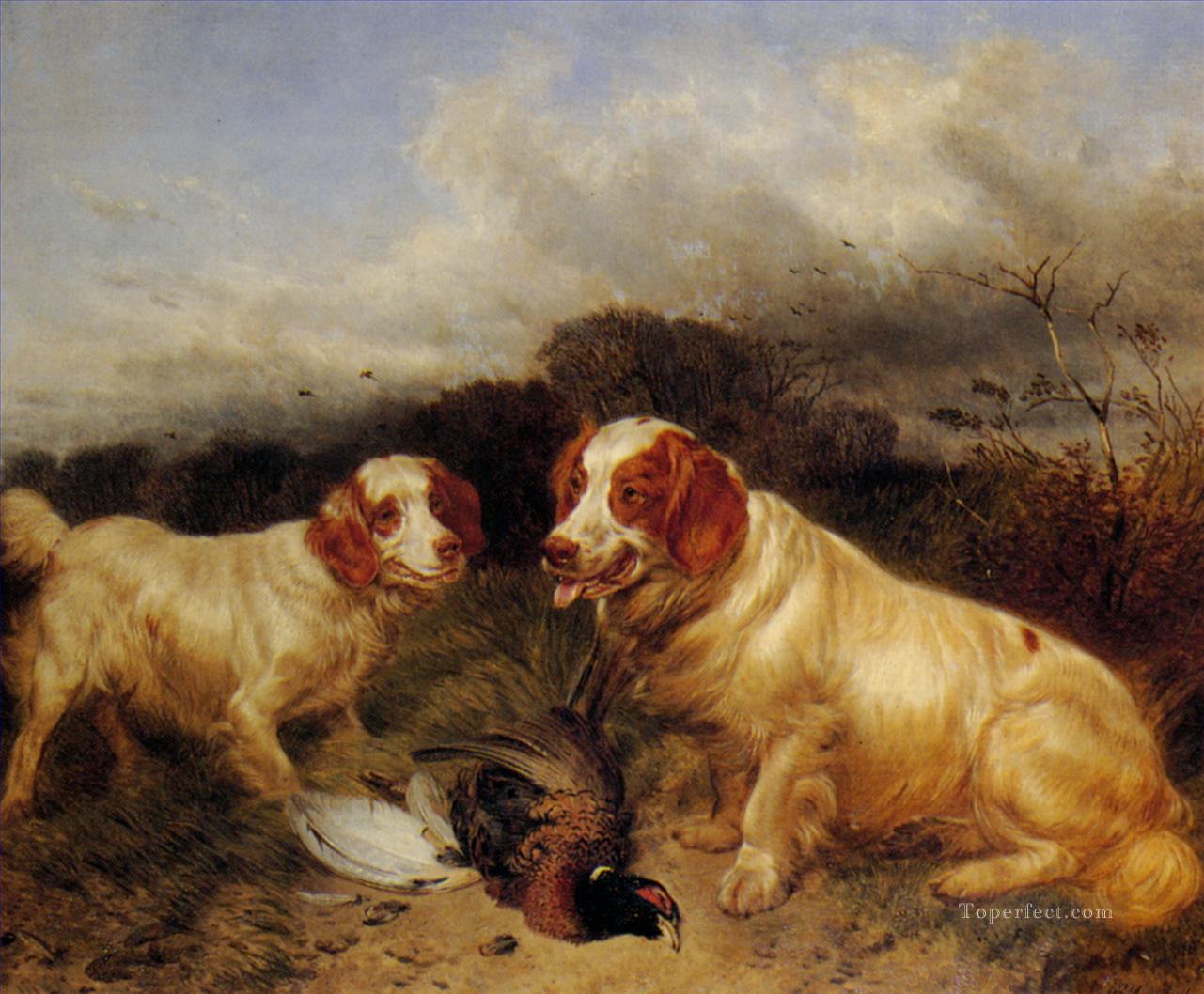 perros de caza y ánade real Pintura al óleo